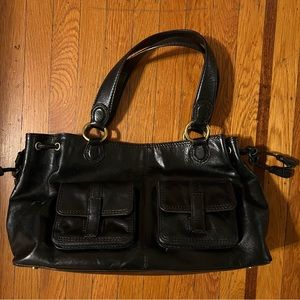 NEW Antonio Melani leather shoulder bag midsize purse beautiful black brown